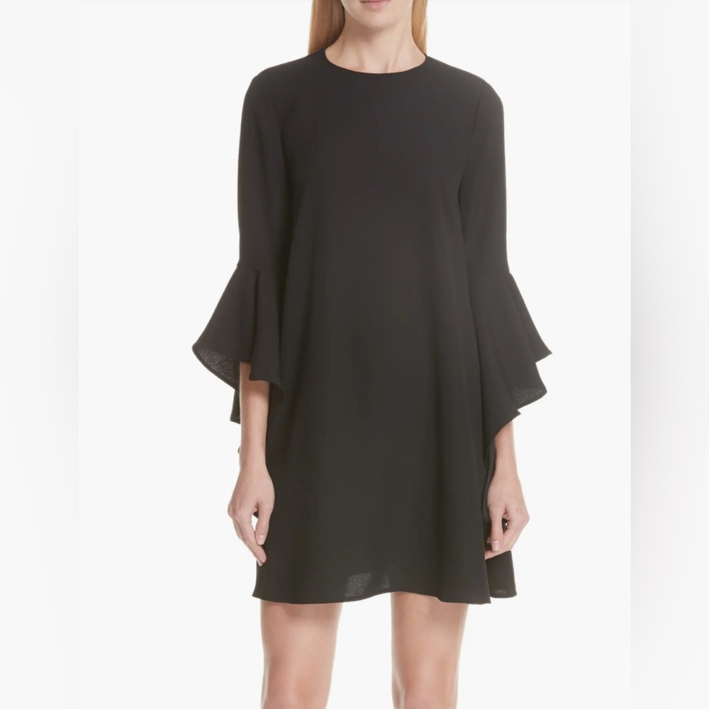 Ted Baker Ashley Black Ruffle Bell Sleeve Mini Shift Dress Size 10